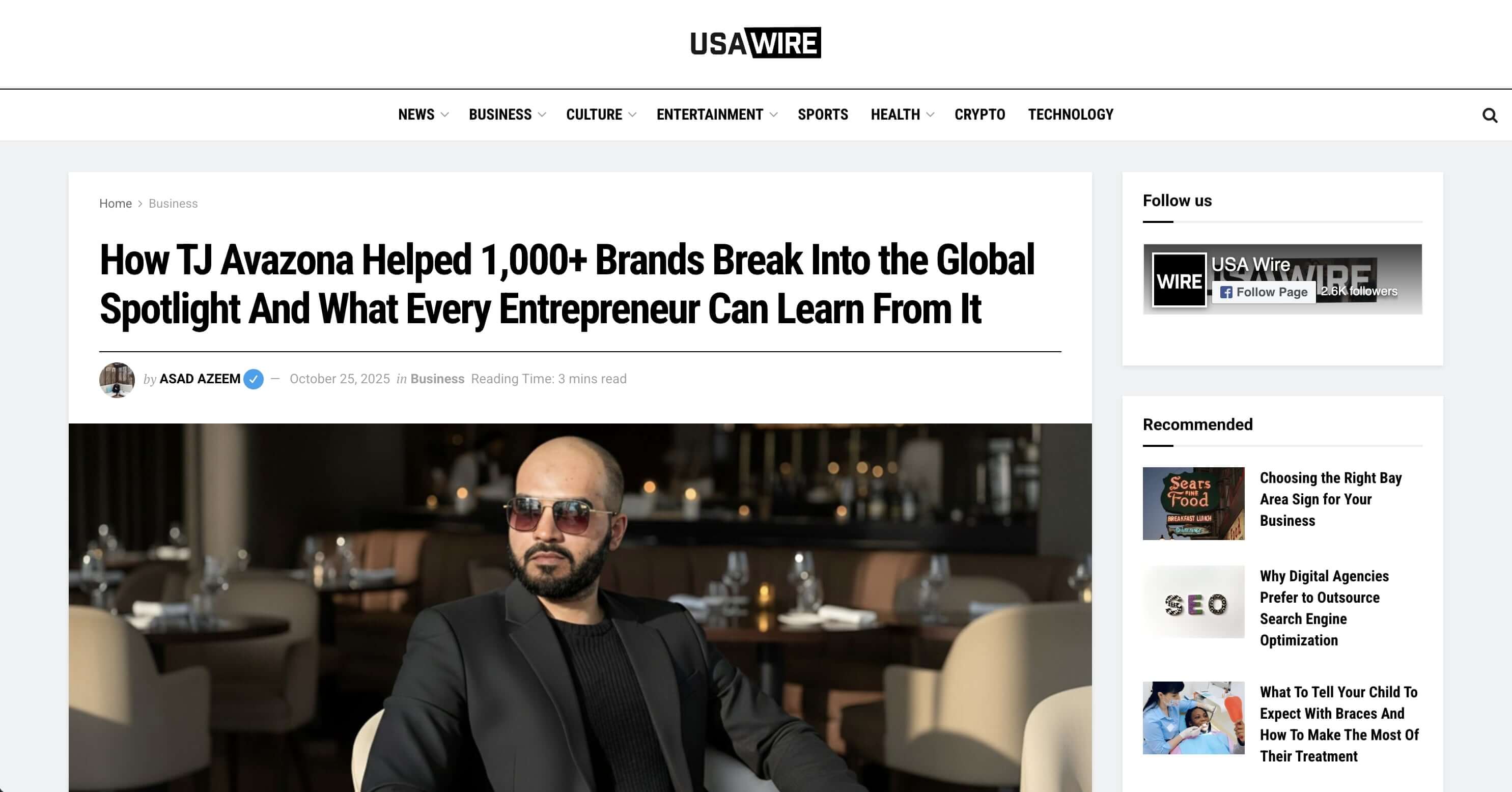 USA Wire article featuring TJ Avazona